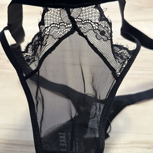 Thistle and Spire Sidney Keyhole Velvet Lace Thong Black Size XL 381615 NWT - Picture 5 of 7